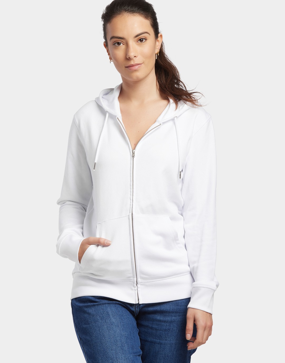 Hoodie Zippé Unisexe Montaigne - White