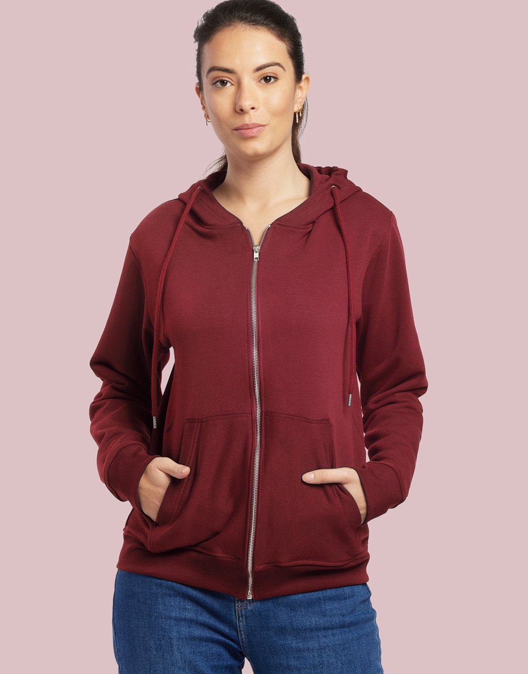 Hoodie Zippé Unisexe Montaigne - Burgundy