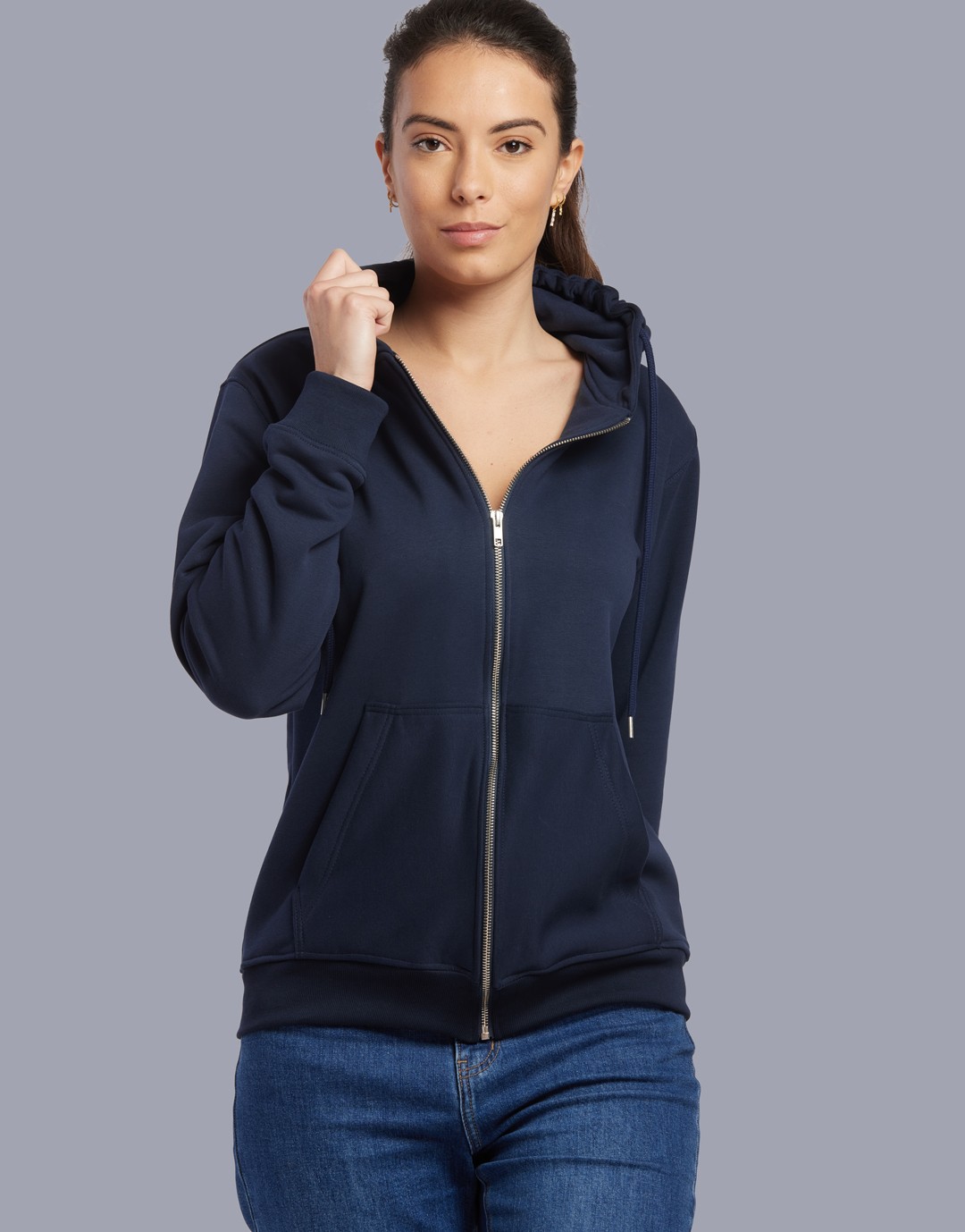 Hoodie Zippé Unisexe Montaigne - French Navy - Face