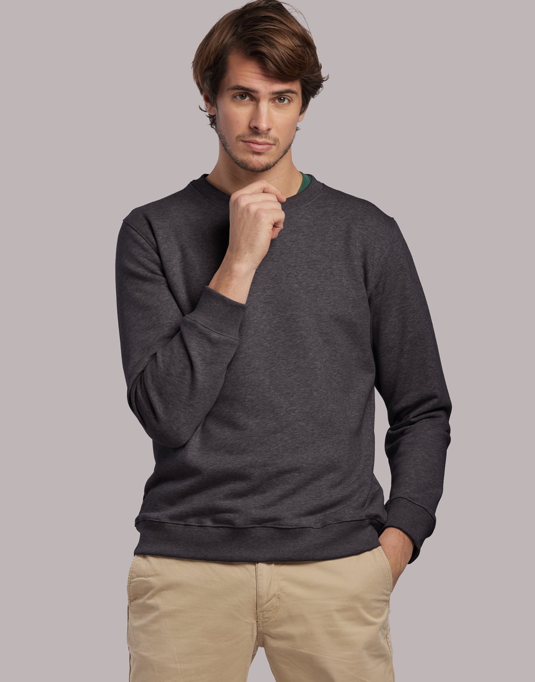 Sweat col rond Unisexe Voltaire - Dark Heather Grey